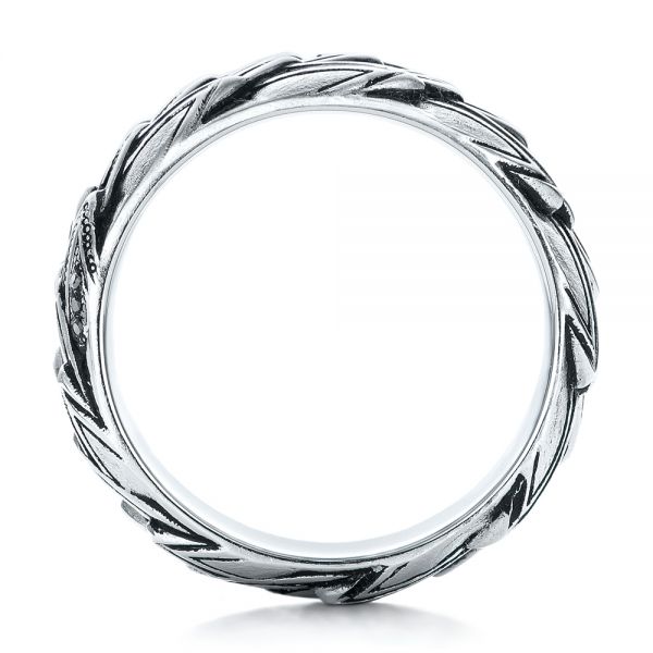 14k White Gold Men's Custom Dragon Scale Wedding Ring - Front View -  103652 - Thumbnail