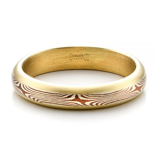 Men's Custom Mokume Wedding Band - Flat View -  1482