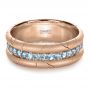 18k Rose Gold 18k Rose Gold Men's Custom Ring With Aquamarine - Flat View -  1203 - Thumbnail