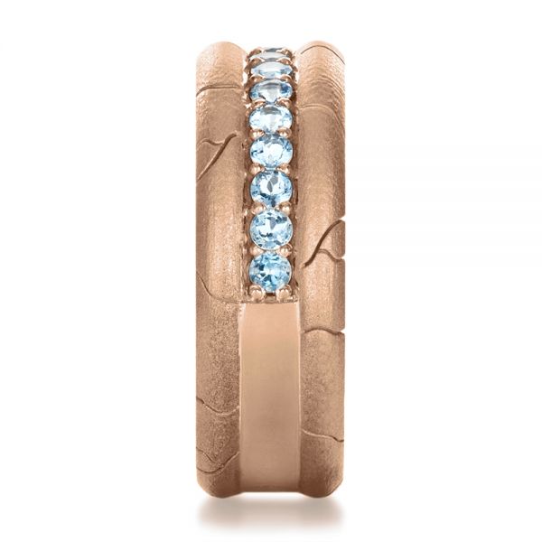 18k Rose Gold 18k Rose Gold Men's Custom Ring With Aquamarine - Side View -  1203