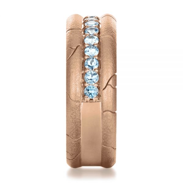 18k Rose Gold 18k Rose Gold Men's Custom Ring With Aquamarine - Side View - 1203
