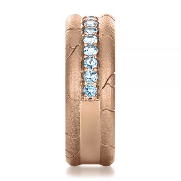 14k Rose Gold 14k Rose Gold Men's Custom Ring With Aquamarine - Side View -  1203