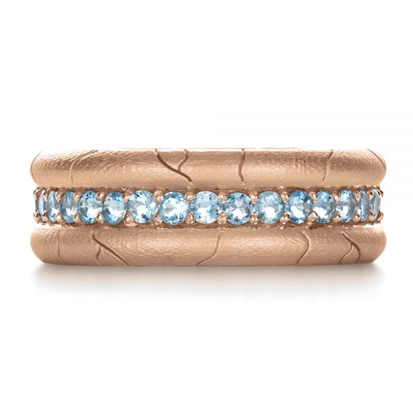 18k Rose Gold 18k Rose Gold Men's Custom Ring With Aquamarine - Top View - 1203