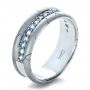 14k White Gold Men's Custom Ring With Aquamarine - Three-Quarter View -  1203 - Thumbnail