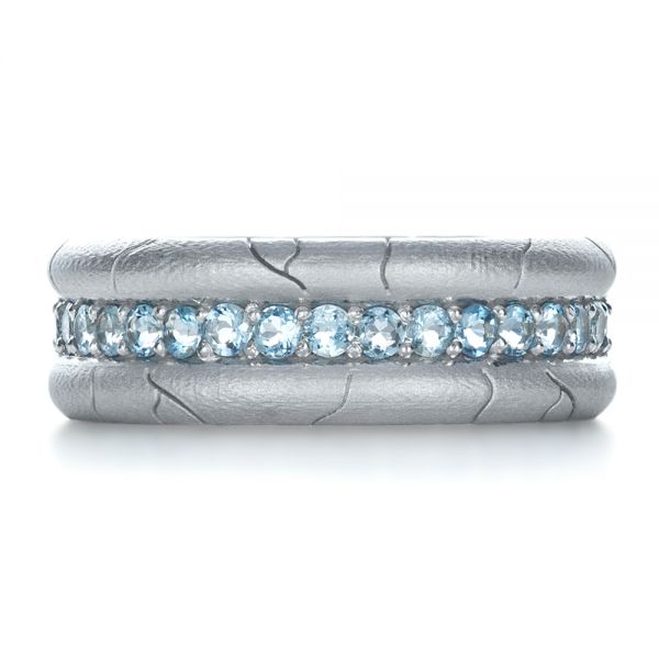  Platinum Platinum Men's Custom Ring With Aquamarine - Top View -  1203