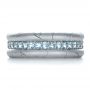 14k White Gold Men's Custom Ring With Aquamarine - Top View -  1203 - Thumbnail