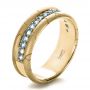 14k Yellow Gold 14k Yellow Gold Men's Custom Ring With Aquamarine - Three-Quarter View -  1203 - Thumbnail