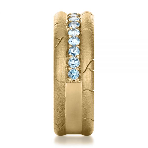 18k Yellow Gold 18k Yellow Gold Men's Custom Ring With Aquamarine - Side View -  1203