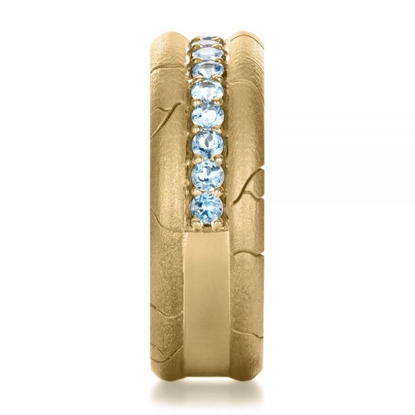 14k Yellow Gold 14k Yellow Gold Men's Custom Ring With Aquamarine - Side View - 1203