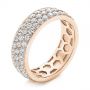 18k Rose Gold 18k Rose Gold Men's Diamond Pave Hexagon Eternity Band - Three-Quarter View -  105233 - Thumbnail