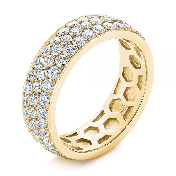 18k Yellow Gold 18k Yellow Gold Men's Diamond Pave Hexagon Eternity Band - Three-Quarter View -  105233