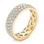 18k Yellow Gold 18k Yellow Gold Men's Diamond Pave Hexagon Eternity Band - Three-Quarter View -  105233 - Thumbnail