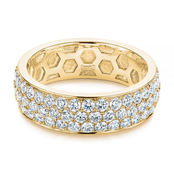 18k Yellow Gold 18k Yellow Gold Men's Diamond Pave Hexagon Eternity Band - Flat View -  105233