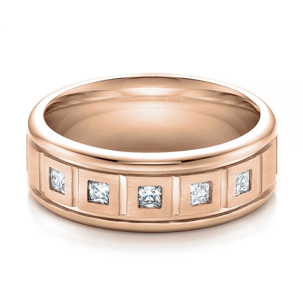 14k Rose Gold 14k Rose Gold Men's Diamond Wedding Band - Flat View -  100179