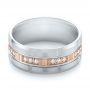 18k Rose Gold And 14K Gold 18k Rose Gold And 14K Gold Men's Diamond Wedding Band - Flat View -  103979 - Thumbnail