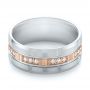 18k Rose Gold And Platinum 18k Rose Gold And Platinum Men's Diamond Wedding Band - Flat View -  103979 - Thumbnail