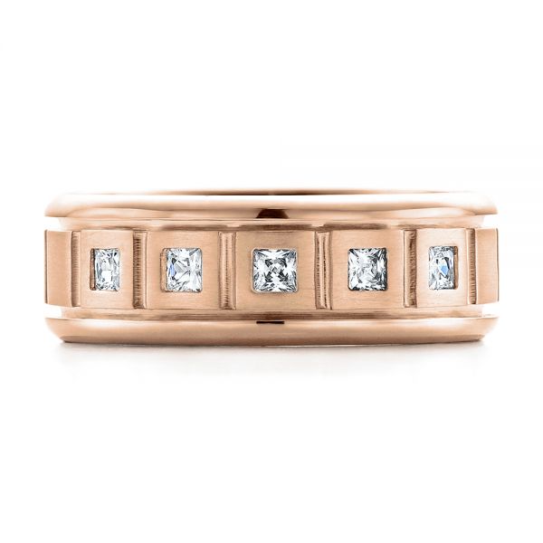 14k Rose Gold 14k Rose Gold Men's Diamond Wedding Band - Top View -  100179