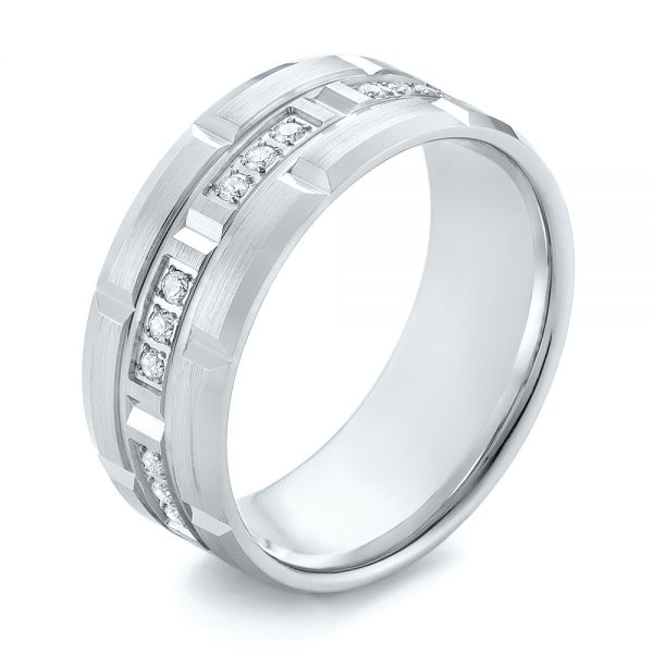 Men Diamond Wedding Band, 14K White Gold Men's Diamond Wedding Band, Man Diamond  Ring 