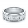 18k White Gold Men's Diamond Wedding Band - Flat View -  100179 - Thumbnail