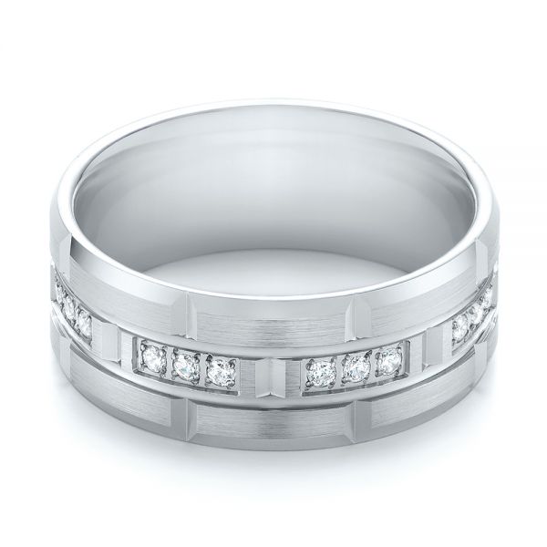  Platinum And Platinum Platinum And Platinum Men's Diamond Wedding Band - Flat View -  103979