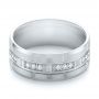 14k White Gold And 14K Gold Men's Diamond Wedding Band - Flat View -  103979 - Thumbnail