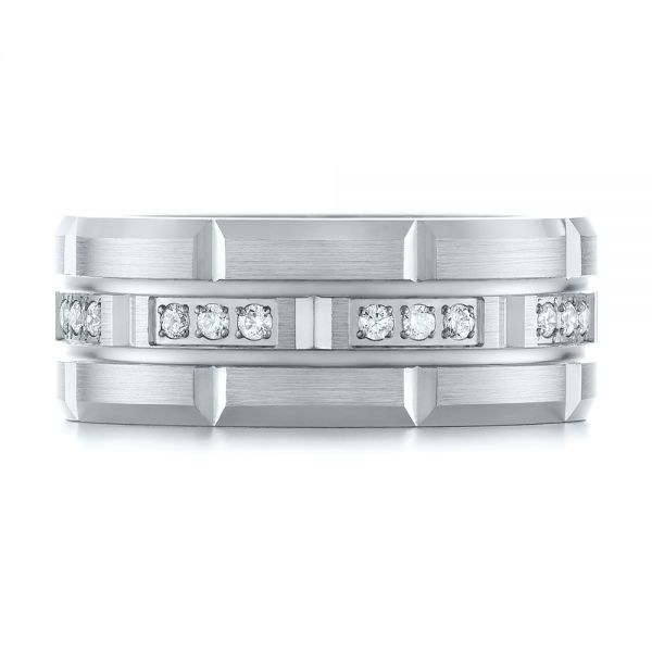 18k White Gold And 18K Gold 18k White Gold And 18K Gold Men's Diamond Wedding Band - Top View -  103979