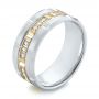 18k Yellow Gold And 14K Gold 18k Yellow Gold And 14K Gold Men's Diamond Wedding Band - Three-Quarter View -  103979 - Thumbnail