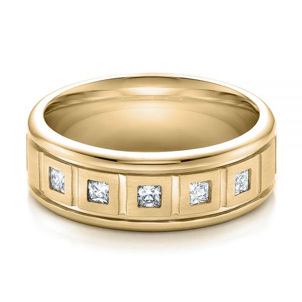 18k Yellow Gold 18k Yellow Gold Men's Diamond Wedding Band - Flat View -  100179