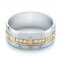 14k Yellow Gold And 14K Gold 14k Yellow Gold And 14K Gold Men's Diamond Wedding Band - Flat View -  103979 - Thumbnail