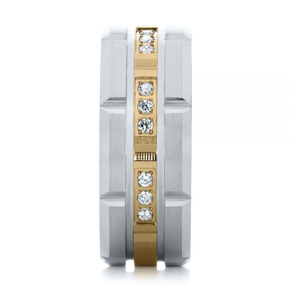 18k Yellow Gold And 18K Gold 18k Yellow Gold And 18K Gold Men's Diamond Wedding Band - Side View -  103979