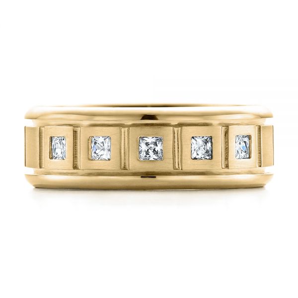 18k Yellow Gold 18k Yellow Gold Men's Diamond Wedding Band - Top View -  100179