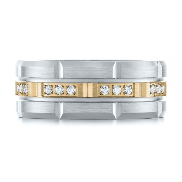 18k Yellow Gold And 14K Gold 18k Yellow Gold And 14K Gold Men's Diamond Wedding Band - Top View -  103979