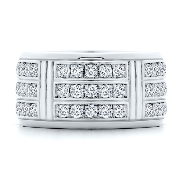 14k Yellow Gold 14k Yellow Gold Men's Diamond Wedding Band - Top View -  108159 - Thumbnail