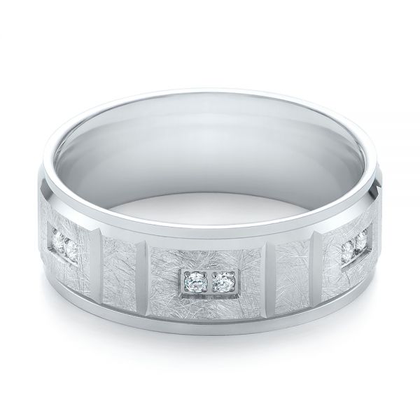 Men's Diamond And Scratch Finish Wedding Band - Flat View -  103969