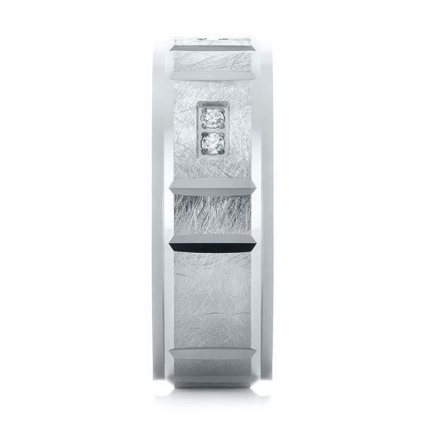 Men's Diamond And Scratch Finish Wedding Band - Side View - 103969