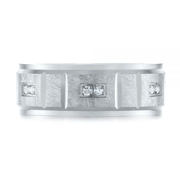 Men's Diamond And Scratch Finish Wedding Band - Top View - 103969