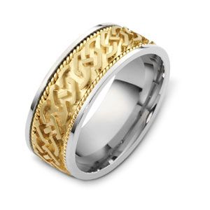 Men's Engraved Two-Tone Gold Band - Image