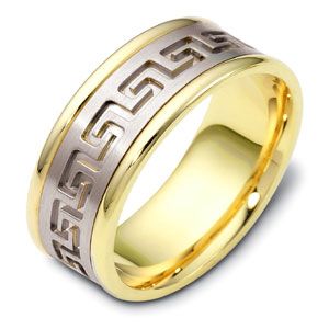 Men's Engraved Two-Tone Gold Band - Image