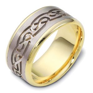 Men's Engraved Two-tone Band - Three-Quarter View -  325