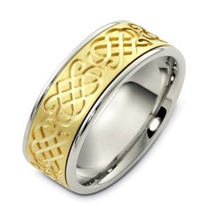 Men's Engraved Two-Tone Gold Band - Image