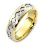 18k Yellow Gold And 18K Gold Men's Engraved Two-tone Band - Three-Quarter View -  330 - Thumbnail