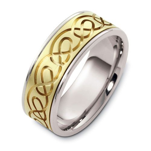 Men's Engraved Two-Tone Gold Band - Image