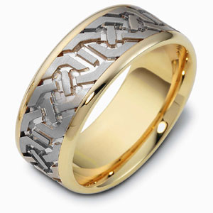 Men's Engraved Two-Tone Gold Band - front perspective