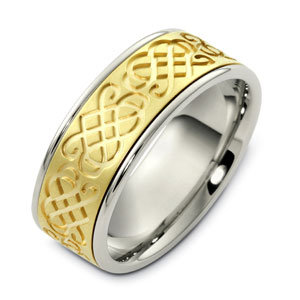 Men's Engraved Two-Tone Gold Band - front perspective