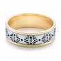 Men's Engraved Two-tone Wedding Band - Flat View -  101055 - Thumbnail