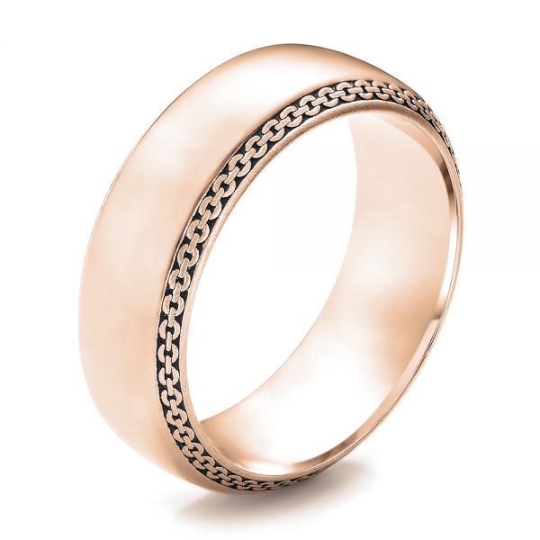 18k Rose Gold 18k Rose Gold Men's Engraved Wedding Band - Three-Quarter View -  101038