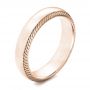 14k Rose Gold 14k Rose Gold Men's Engraved Wedding Band - Three-Quarter View -  101046 - Thumbnail