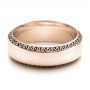 18k Rose Gold 18k Rose Gold Men's Engraved Wedding Band - Flat View -  101043 - Thumbnail