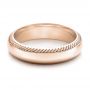 14k Rose Gold 14k Rose Gold Men's Engraved Wedding Band - Flat View -  101046 - Thumbnail