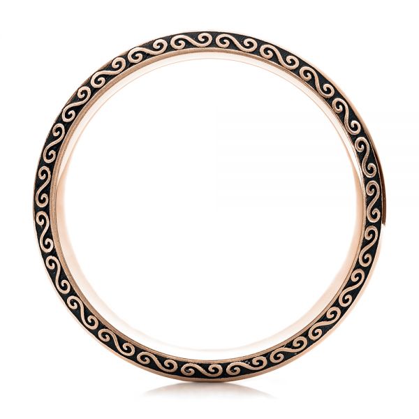 18k Rose Gold 18k Rose Gold Men's Engraved Wedding Band - Front View -  101043